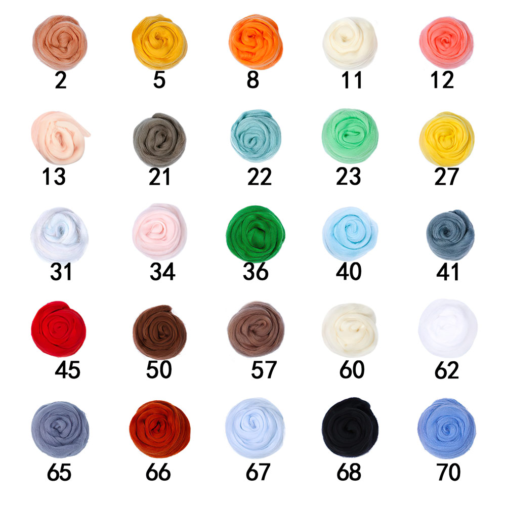 Merino vilnas ķemmlente smalka 39 krāsās, 100g / 500g